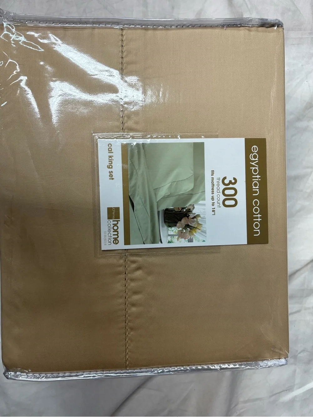 Jc penny Home Collection Egyptian Cotton 300-Thread Cal King Sheet Set - Gold